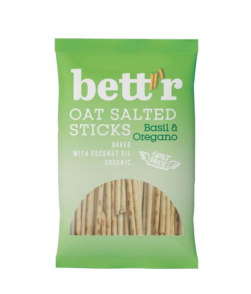 Bett'r Organic Oat Salted Sticks Basil & Oregano 50g