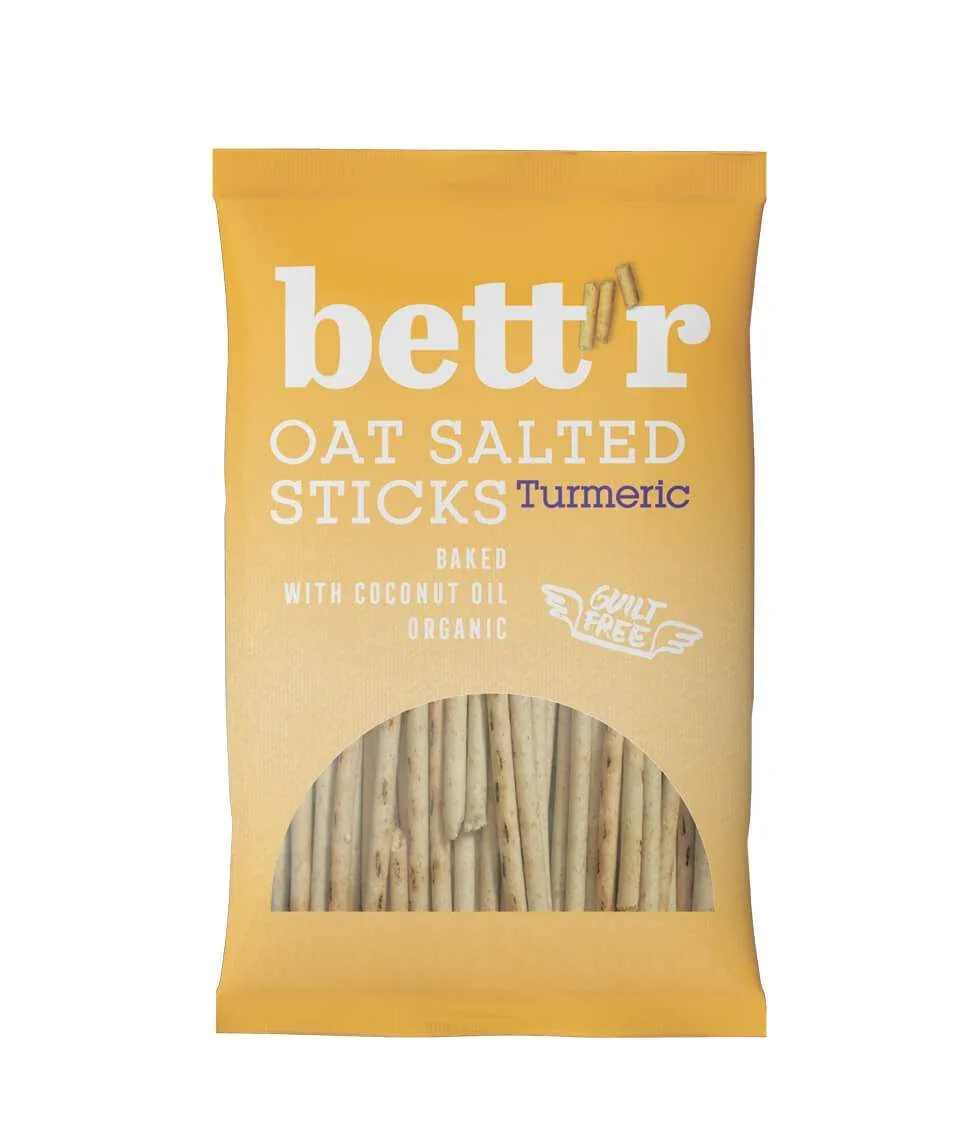 Bett'r Organic Oat Salted Sticks Tumeric 50g