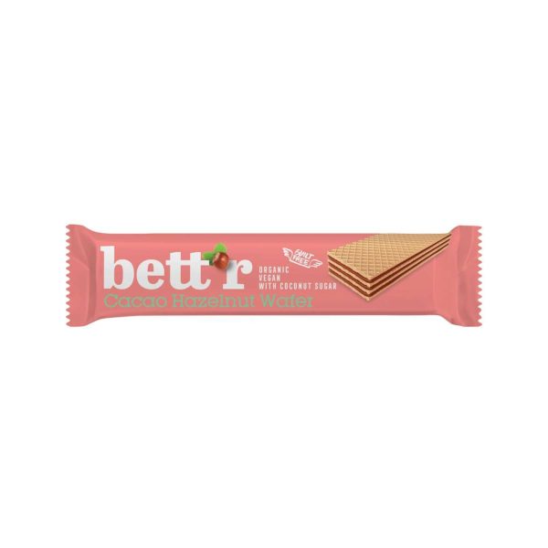 Bett'r Organic Gluten Free Hazelnut Cacao Cream Filled Wafer 30g - Image 1