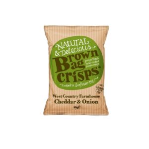 Brown Bag Crisps West Country Farmhouse Cheddar and Onion 40g – artisan hand-cooked potato crisps