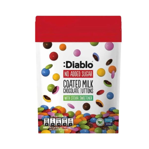Diablo No Added Sugar Coated Milk Chocolate Buttons | 40g - Image 1