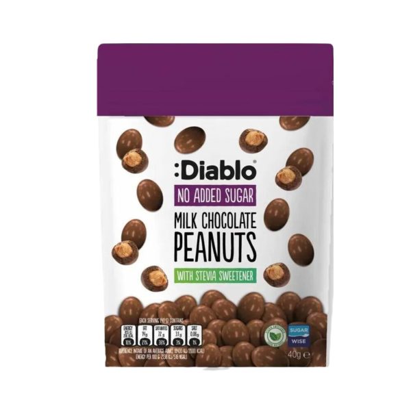 Diablo No Added Sugar Milk Chocolate Peanuts | 40g - Image 1