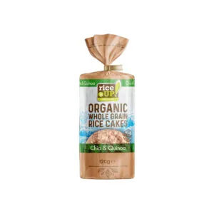 RiceUp! Organic Brown Rice Cakes with Chia & Quinoa 120g – healthy wholegrain snack