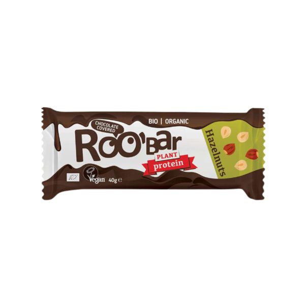 Roobar Organic Protein Hazelnut Bar Covered With Chocolate 40g - Image 1