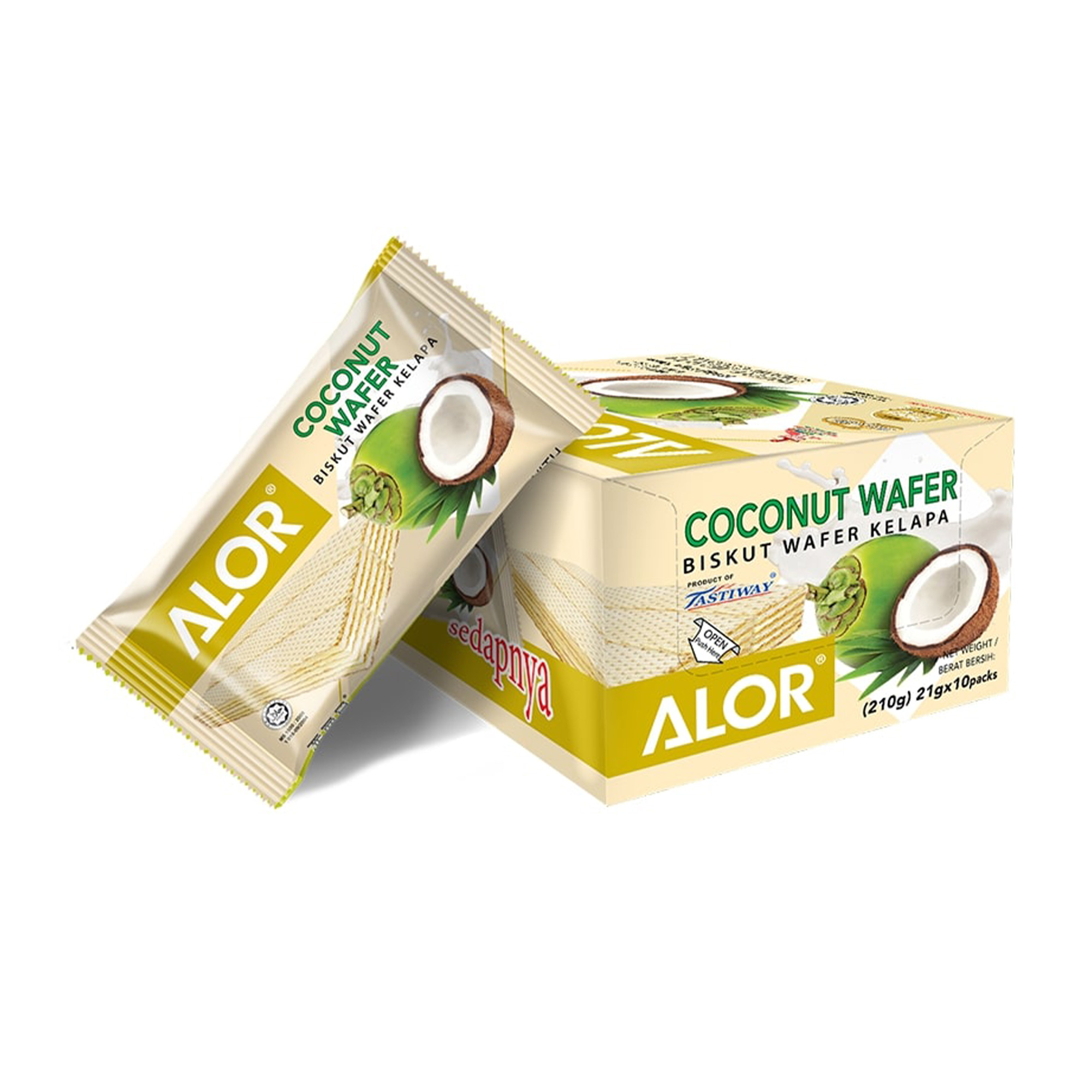 co Alor Coconut Wafer 210g (21g x 10 packs) - Image 1