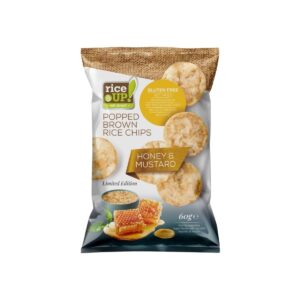RiceUp! Brown Rice Chips Honey and Mustard 60g – sweet and tangy wholegrain snack chips