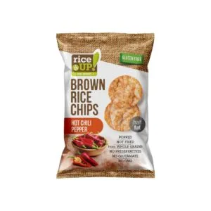 RiceUp! Brown Rice Chips Hot Chili Pepper 25g – spicy crispy wholegrain snack chips