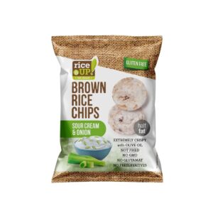 RiceUp! Brown Rice Chips Sour Cream and Onion 25g – light crispy wholegrain snack chips