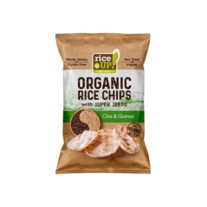 RiceUp! Organic Brown Rice Chips Chia and Quinoa 25g – healthy wholegrain snack chips