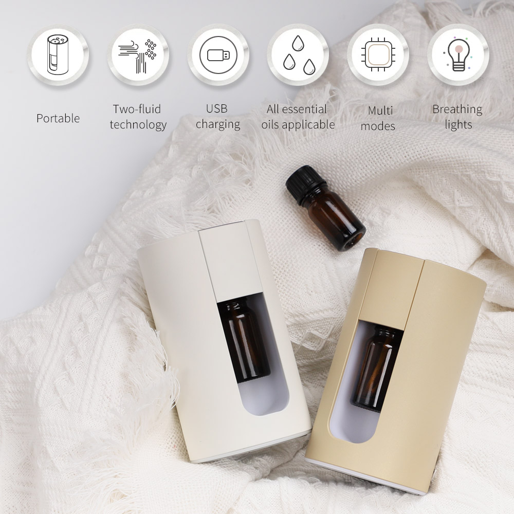 White and Beige Colour Diffuser Portable Nebulising Diffuser Essential Oils - Image 1