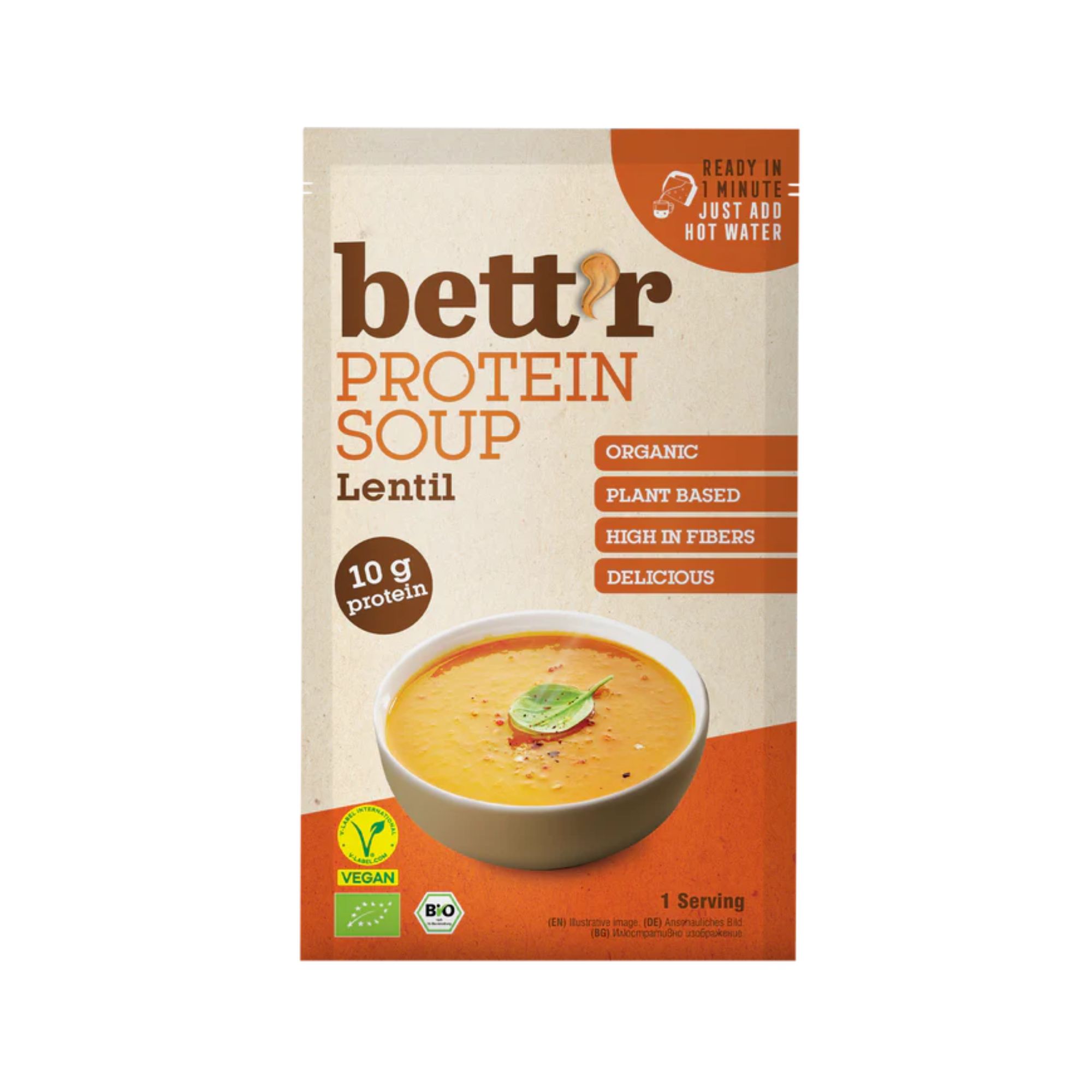 Bett'r Organic Protein Soup with Red Lentils 30g Bett'r Organic Protein Soup with Red Lentils 30g - Image 1