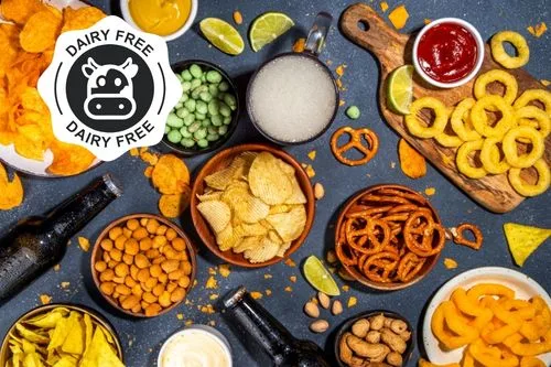 Dairy-free snacks and beverages made without milk ingredients