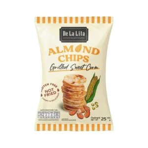 De La Lita Almond Chips Grilled Sweet Corn Flavor 25g – crunchy almond chips with sweet corn flavour