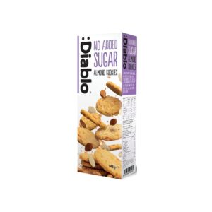 Diablo No Added Sugar Almond Cookies Sweetened with Maltitol 145g – low sugar almond flavour cookies