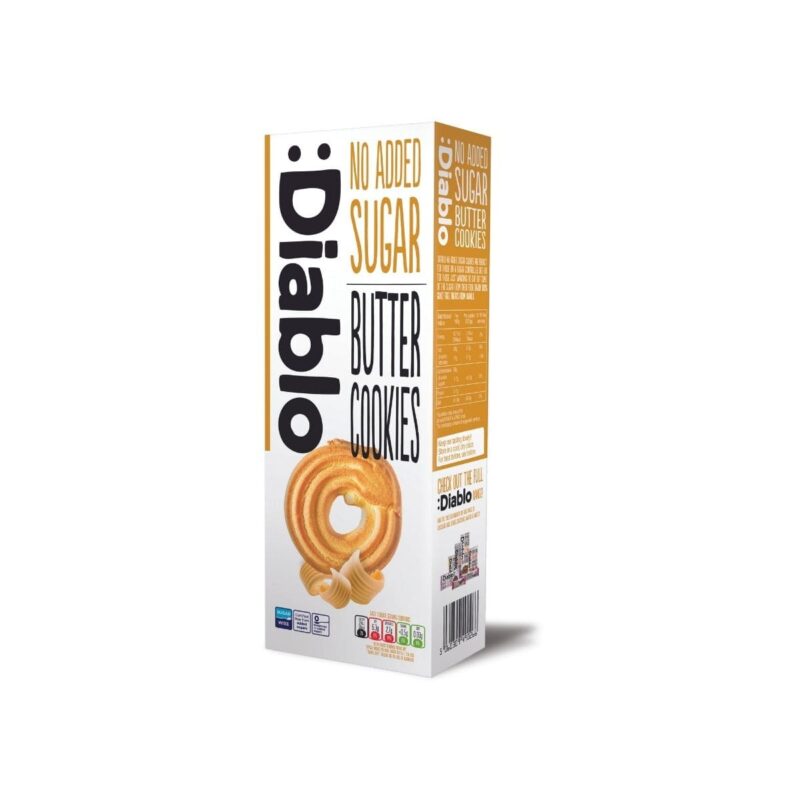 Diablo No Added Sugar Butter Cookies Sweetened with Maltitol 135g – classic low sugar butter cookies